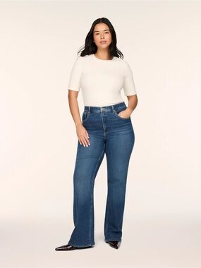 SPANX Everywhere Pull On Flare Jeans 1X Blue 0575